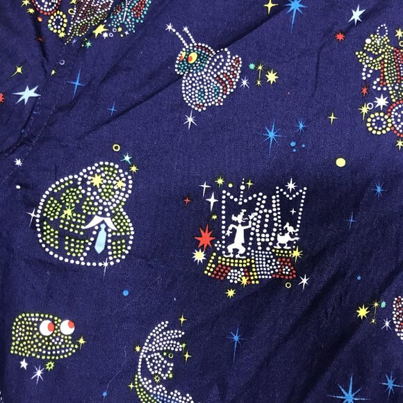 Disney Button Front Shirt Mens Small Navy Parade Camp 50th Anniversary Short - Picture 8 of 8